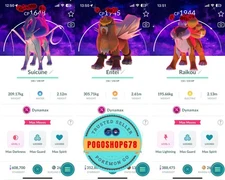 Pokémon Go - Shiny Dynamax Suicune-Entei-Raikou Dark Skies Background ✨ Mini PTC
