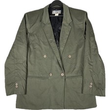 Impact Blazer Double Breasted Mens M Green USA 80s Retro Slouchy Shoulder Pad
