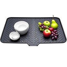 Silicone Dish Drying Mat with Drain Lip 23" x 17" Dish Drying Mat for Kitchen...