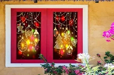 3D Charm O343 Christmas Window Film Print Sticker Cling Stained Glass Xmas Fa