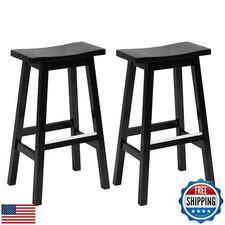 PayLessHere Bar Stools Set of 2 for Kitchen Counter Solid Wooden Saddle Stool