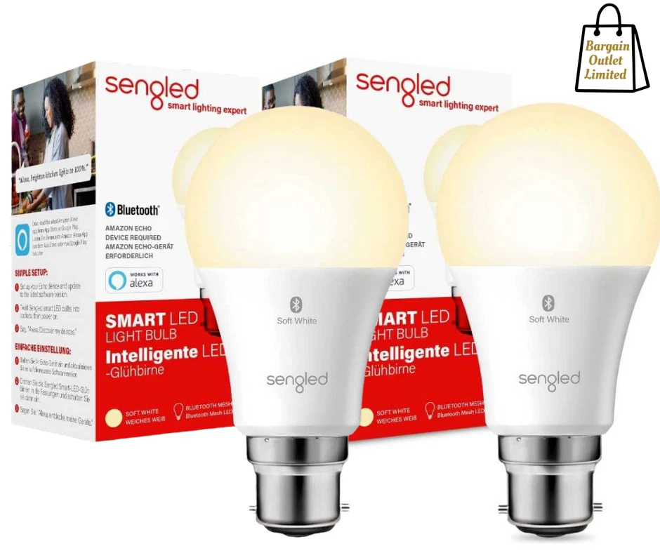 2 Pack Smart LED light bulb Sengled soft white Bluetooth mesh Alexa B22 UK 450