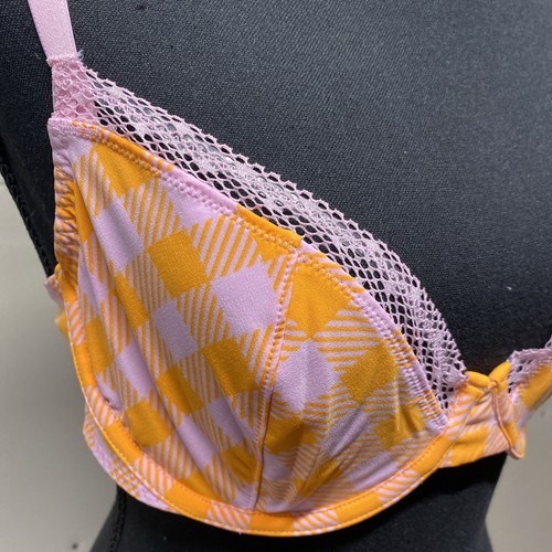 Neu mit Etikett $ 60 Savage X Fenty 36C Balconette-Bügel-BH orange pink kariert Spitze - Bild 5 von 8