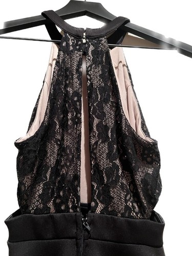 Black Lace Top Open Side Cut Out Skater Dress - Picture 6 of 7