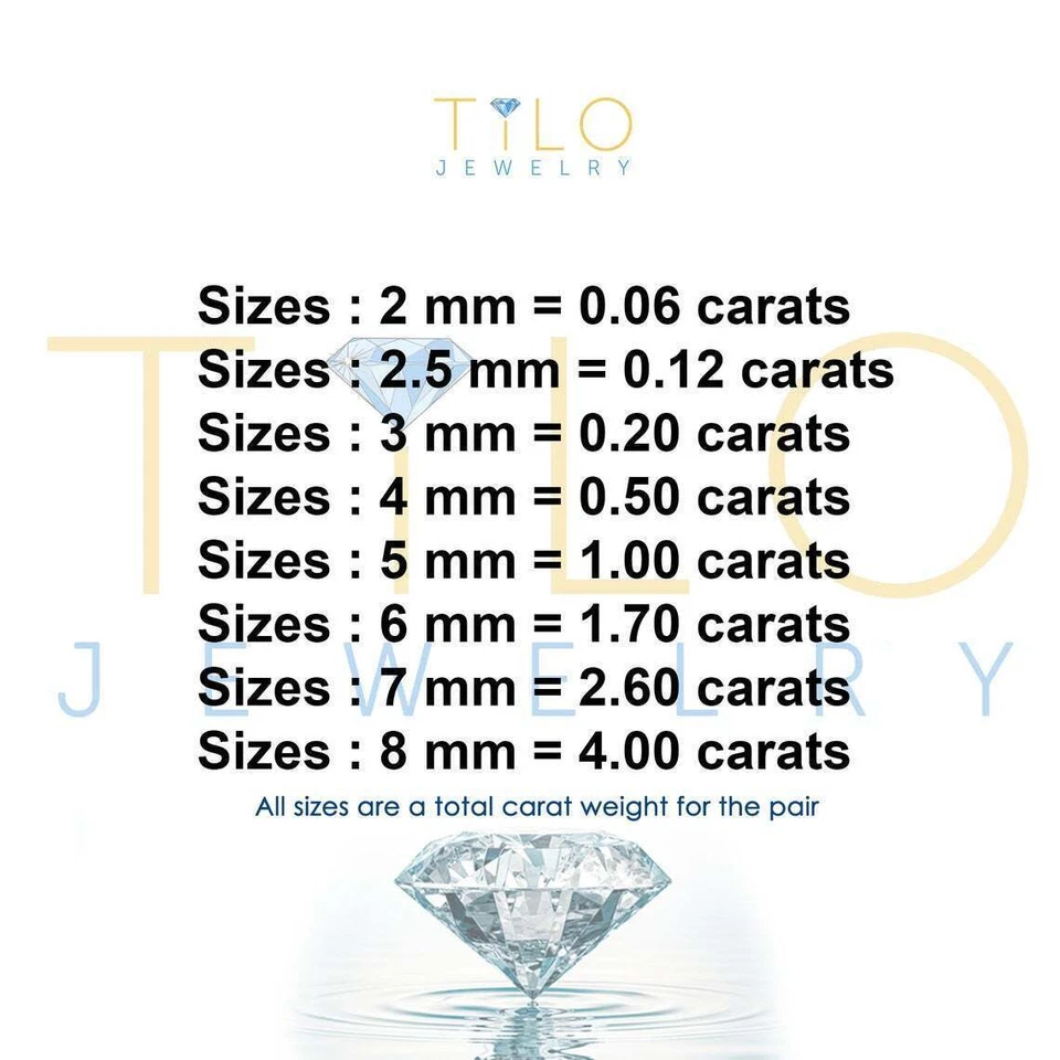 14K Real Solid Gold Solitaire Round CZ Studs Earrings Push-back Stamping 2mm-8mm - Image 3 of 4