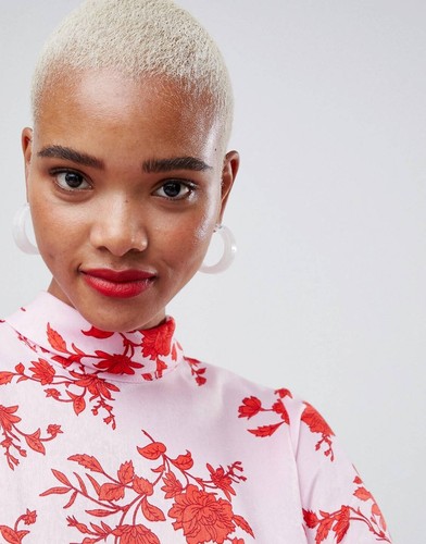 BNWT RIVER ISLAND Floral Cropped Top - Size 8 - Pink Red Open Tie Back Y2K 90s - Picture 4 of 11
