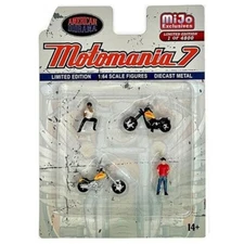 American Diorama 1:64 Diecast Metal Motomania 7 Chopper Biker Figures Set