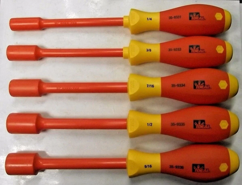 IDEAL Electrical 35-9336 - 9331 5pc. SAE Insulated Nut Driver Set Germany
