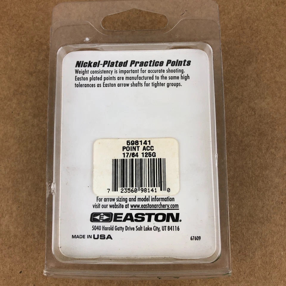 Easton Points Puntas de Flecha Punto de Práctica 17/64" 125 Grano Docena Niquelada NUEVO Foto 2 de 2