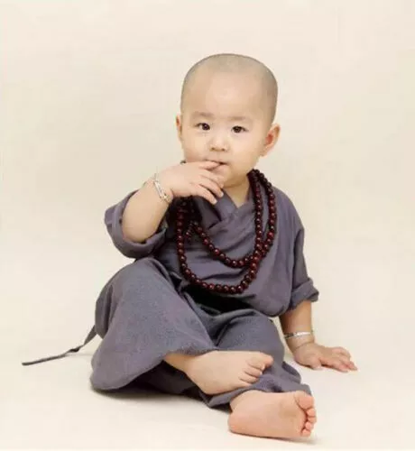 A+ Kid Child Shaolin Buddhist Monk Robe Boy Meditation Uniform Kung fu Suit Cute - Image 2 of 4