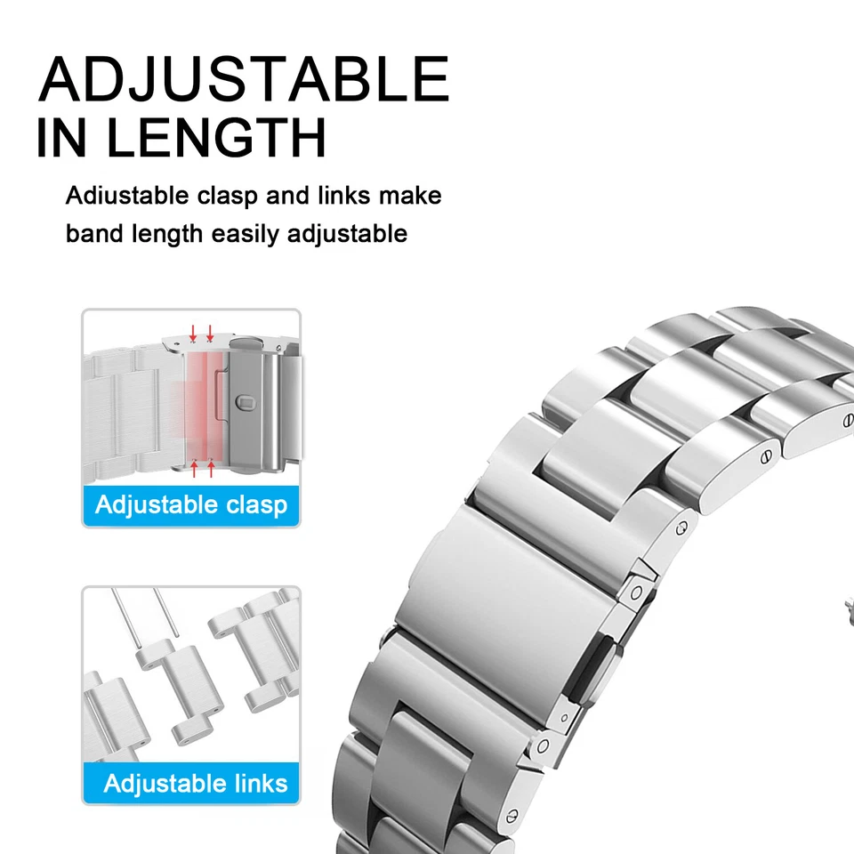 For Garmin Forerunner 735XT/235 Folding Clasp Stainless Steel Watch Band Strap - Image 4 of 4