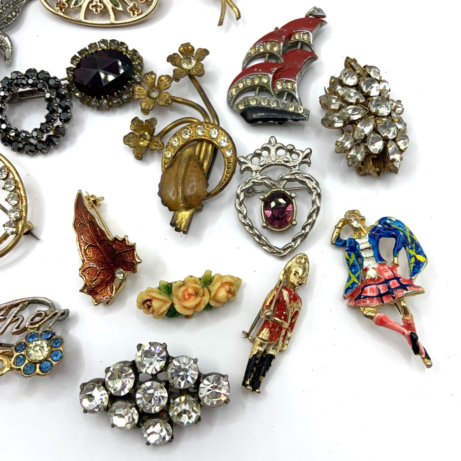 Vintage Costume Jewellery Brooches x25 Job Lot 00007016 eBay