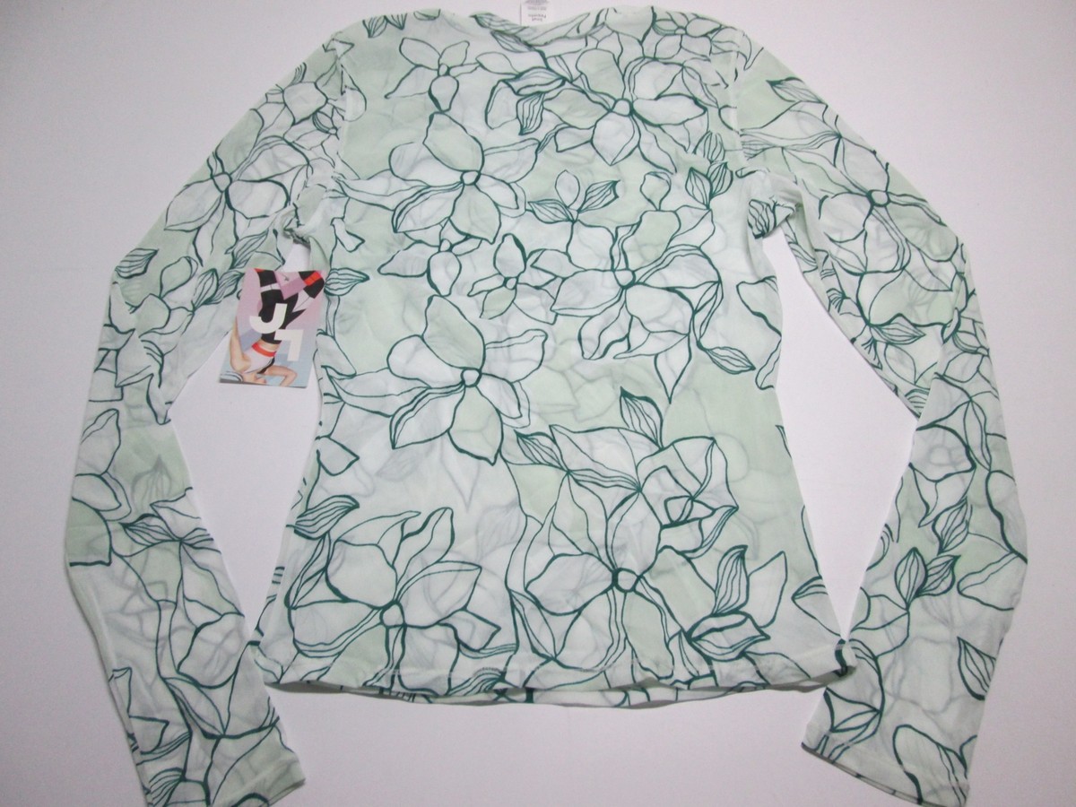 【THE LIGHT】Flower print long sleeve M Chiffon Deep V-neck Lantern Sleeves Colored Floral Print