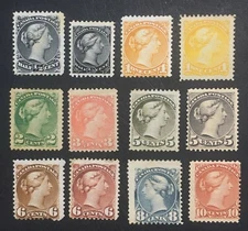 MOMEN: CANADA 1868-97 12 VICTORIA HEADS MINT OG H GROUP CAT. $3,300+ LOT #60605