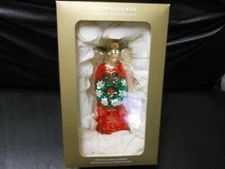 Hallmark Heritage "Angel With Wreath" 2019 Blown Glass 7" Ornament NEW OTH Gold 