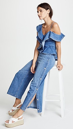 NWT Jonathan Simkhai Denim Ruffle 