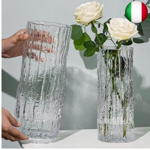 Grande Vaso in Vetro, Realizzato a Mano con Cilindro in Vaso di Vetro