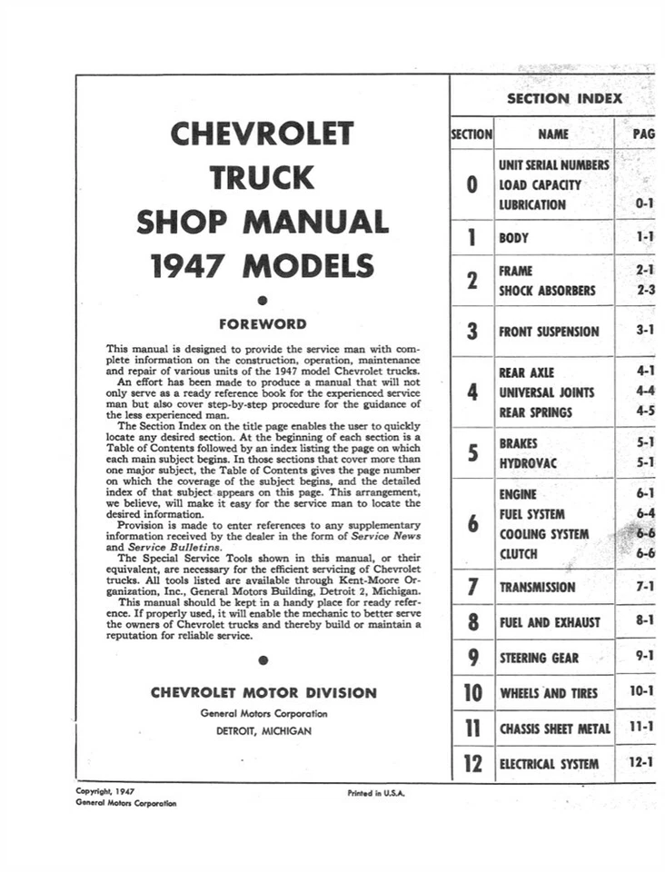 1947 Chevrolet Truck Shop Service Repair Manual Engine Drivetrain Electrical OEM - Image 2 of 4