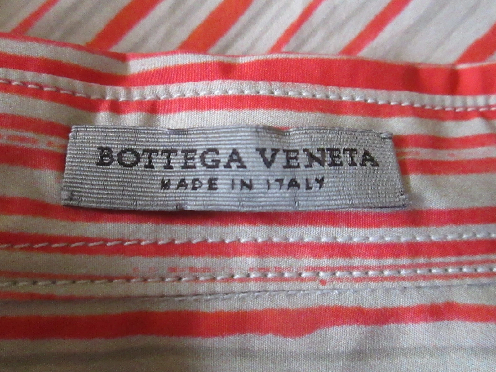 Camicia elegante uomo Bottega Veneta asimmetrica RIGHE rosso bianco grigio 54 cotone