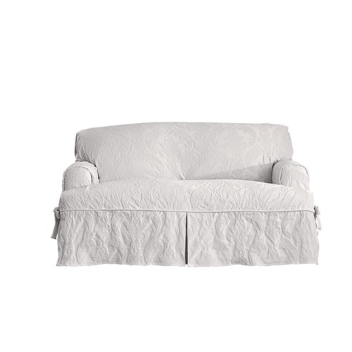 Surefit Matelasse Damask Furniture Cover, Loveseat TCushion, White