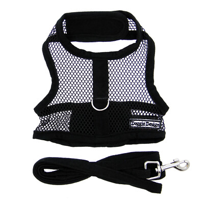 Doggie Design Black Cool Mesh No Choke Dog Harness  Size XS-L NEW