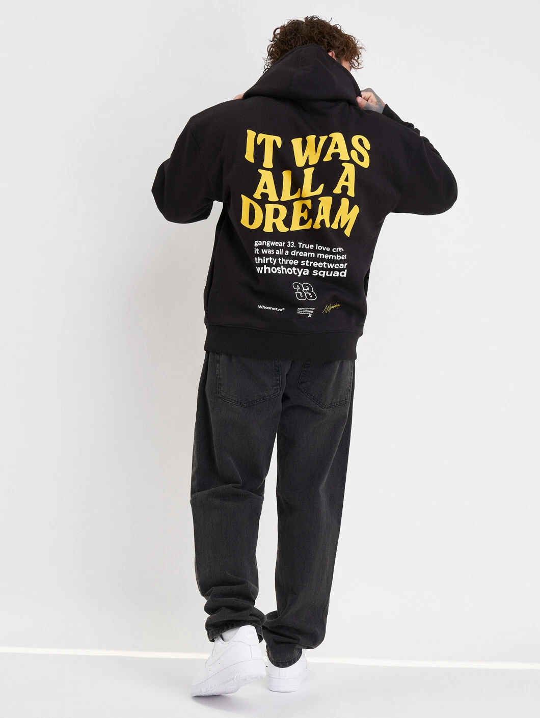 SACAI Felpa con cappuccio Who Shot Ya Dreamerz oversize uomo nera