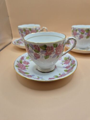 Royal Grafton 3x Tea Cup & Saucer Set - Pink Flower - Made in England - VGC - Bild 2 von 13