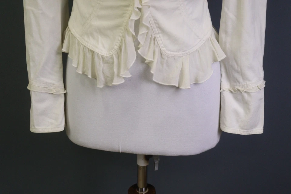 Chaqueta corta Versace Jeans Couture blanca manga larga con volantes talla 26/40 Foto 3 de 4