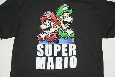 マリオ New Hybrid Apparel Men's XL Black Super Mario Graphic S/S Crewneck