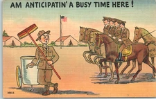 Am Anticipatin' A Busy Time Here Military Comic Postcard
