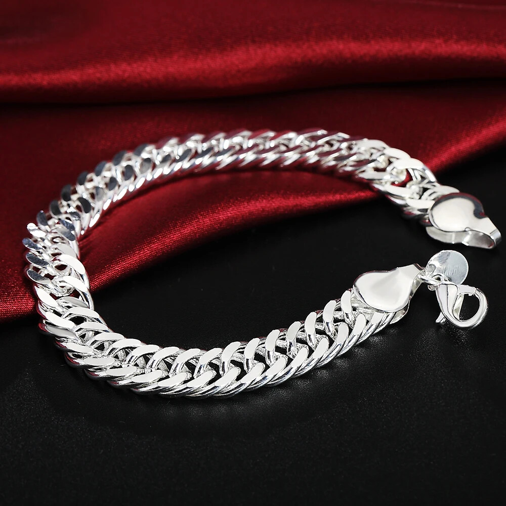 Hot Sale 925 Sterling Silver 10mm Men Hand Chain Bracelet Party