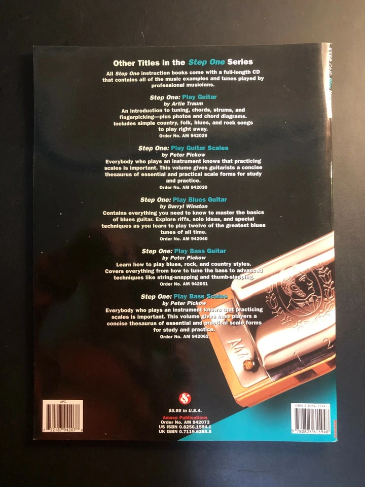 Libro de partituras 1997 "PLAY HARMONICA-Step One" de Peter Pickow con CD Foto 2 de 4