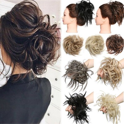Hair Extension As Human Bun Maker Scrunchie Ponytail Blonde Messy