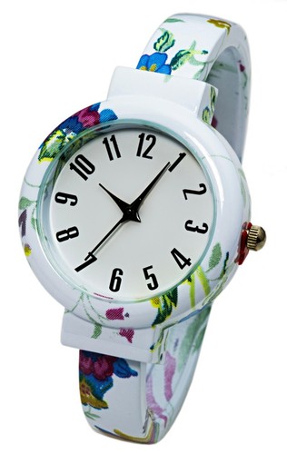 Blekon Collections Analog Quartz Womens 32mm Case Floral Design Cuff Bange Watch - 第 19/60 張圖片
