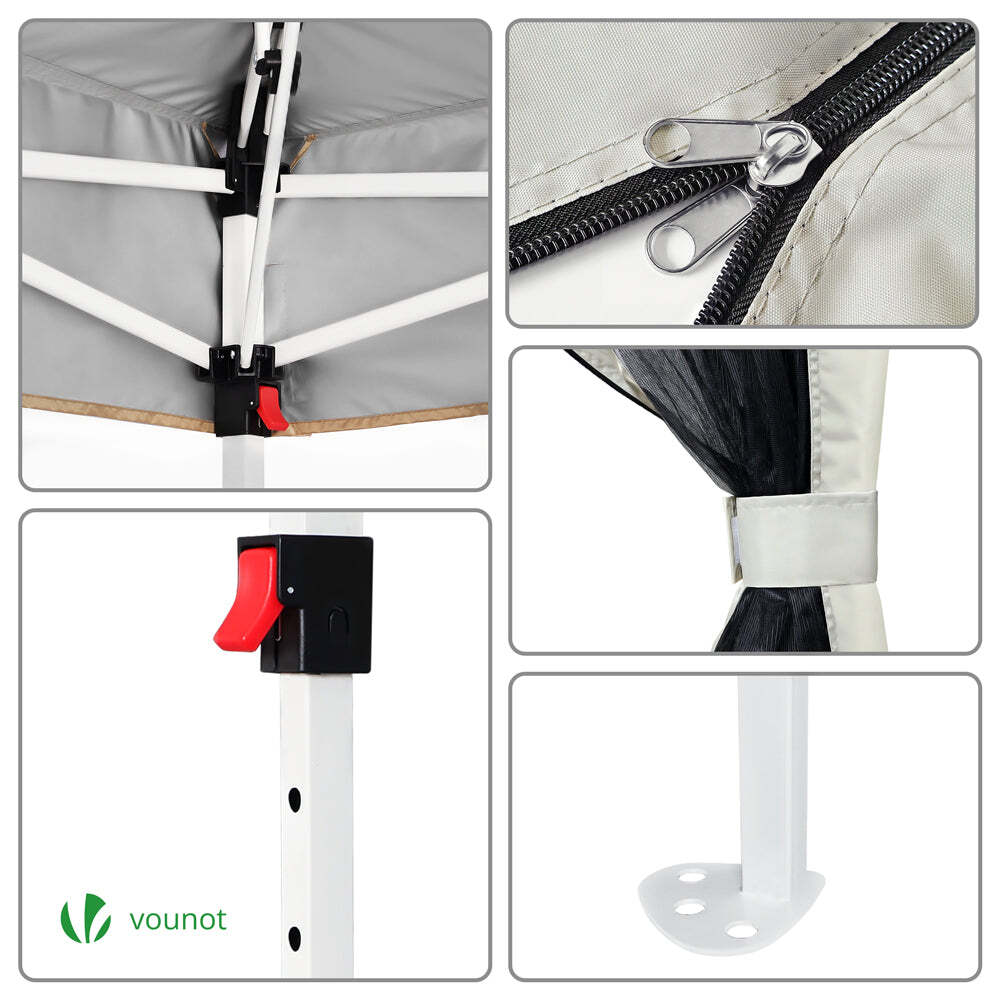 Gazebo Da Giardino VOUNOT 3.6x3.6m Beige Con 4 Pareti Rete - Tenda Doppio Tetto Pop Up Con Sacchi Sabbia - Foto 10