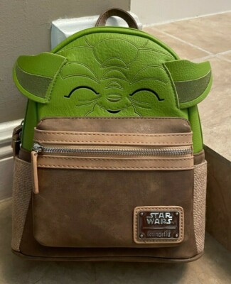Disney Parks Loungefly Star Wars Baby Yoda Green Brown Backpack NEW w/Tag 