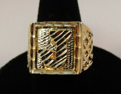Herren Ring J-MANIA 14KT Gold EP Bling Letter J Initial Hip Hop   Größe 9
