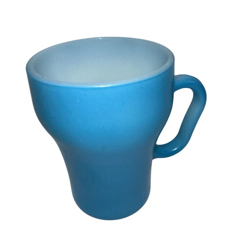 Anchor Hocking Fire King Blue Mug Oven Proof Milk Glass Coffee Cup