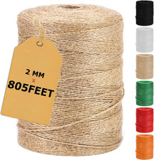 805FT Natural Jute Twine String, Bulk Hemp Jute Rope Cord Twine for Crafts Ga...