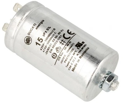 Ducati Condensatore Metallico da 15 uF 450 V per Compressore Asciugatrice Candy