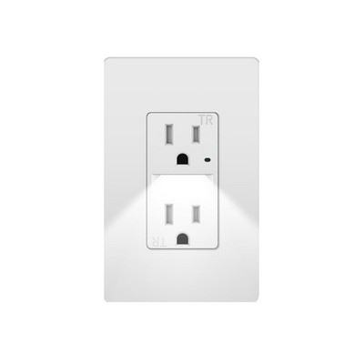 15 Amp Decorator TR Outlet Receptacle with LED 3000K Night Light UL Listed