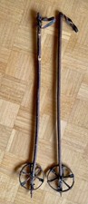 Skistöcke antik, Haselnuss, Leder + Metallspitzen, L 1,15m, ca. 1920