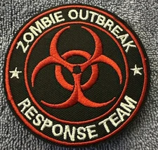 ZOMBIE OUTBREAK RESPONSE TEAM 3x3 Embroidered Morale Patch Hook Backing New