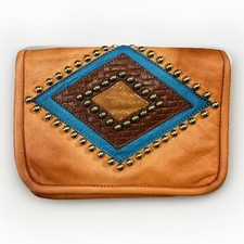 VTG Boho Leather Belt Pouch w/ Studded Design   Southwestern Festival Waist Bag