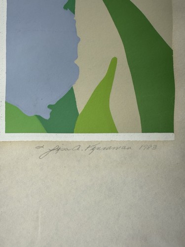 Lila Iris auf Beige - signiert Limited Edition 25.04.1983 - Bild 2 von 5