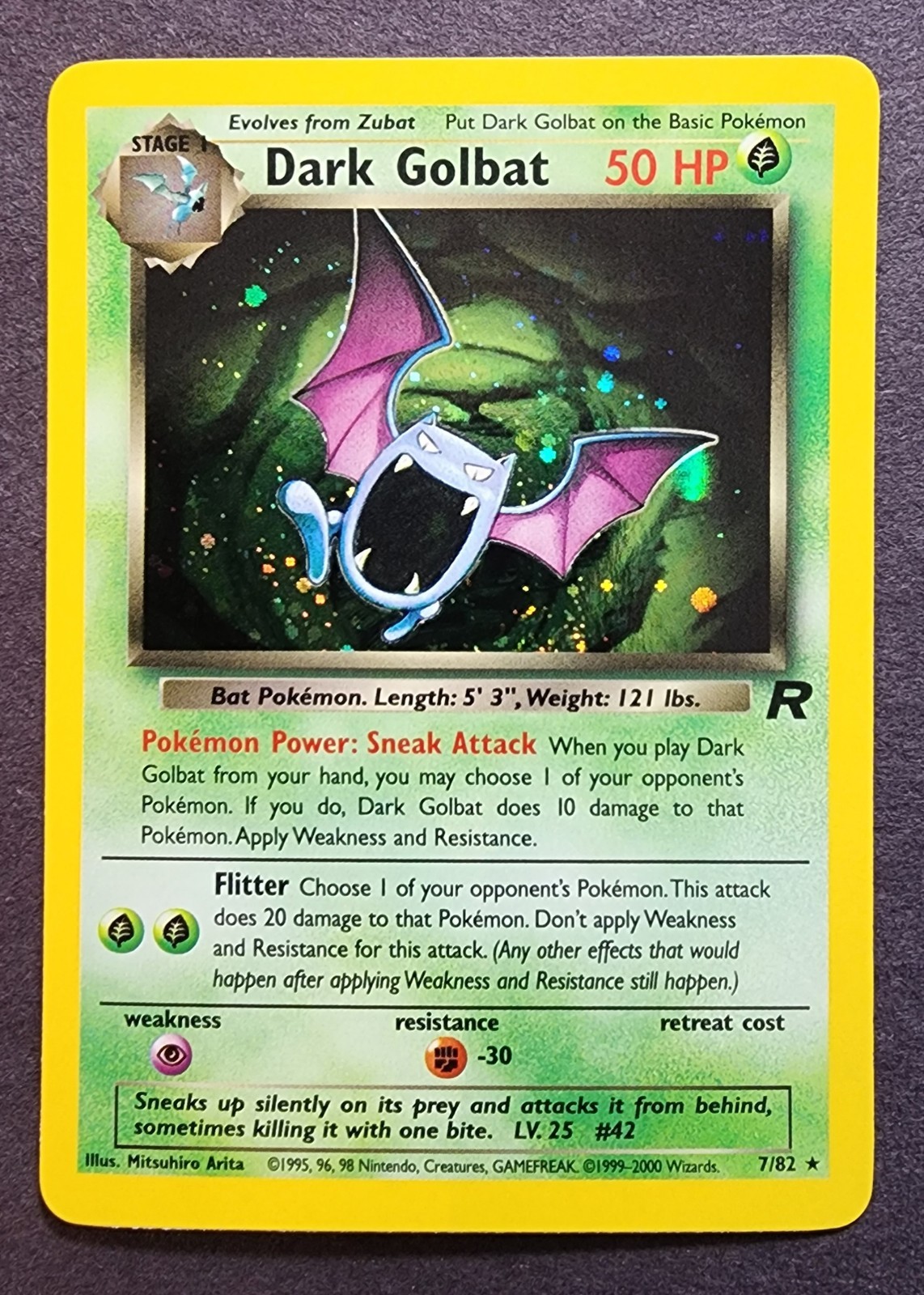 2000 Pokemon Dark Golbat 1st Edition Holo 7/82 Team Rocket LP (010)