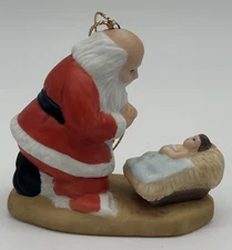 VTG 1985 THE KNEELING SANTA Porcelain Christmas Ornament in Box 1985 Roman Inc.