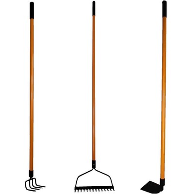 Ashman Various Assorted Garden Rakes(3 Pieces): 2 Bow Rakes and 1 Garden Hoe: 48
