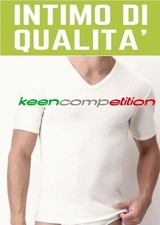 ★ MAGLIA INTERNA UOMO COLLO SCOLLO V MANICA CORTA IN LANA E COTONE ITALY ★