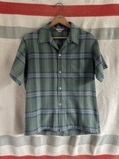 True Vintage 1950s Granada Plaid Short Sleeve Loop Collar Button Up Shirt Sz M/L